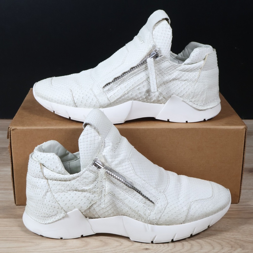 Cinzia Araia Skingraft Shoes Mens Size 9 White Snakeskin Leather Sneakers Italy